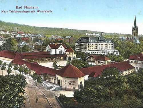 Übersicht Trinkkuranlage Bad Nauheim um 1915 - historische Postkarte