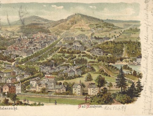 Bad Nauheim - Totalansicht ca. 1899 - historische Postkarte
