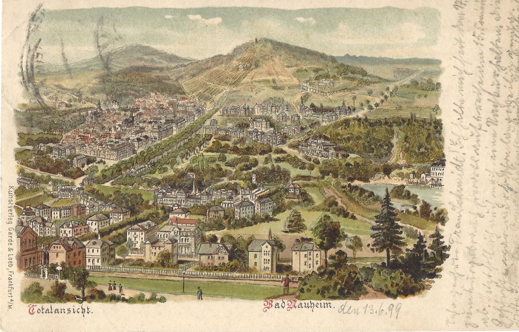 Bad Nauheim - Totalansicht ca. 1899 - historische Postkarte