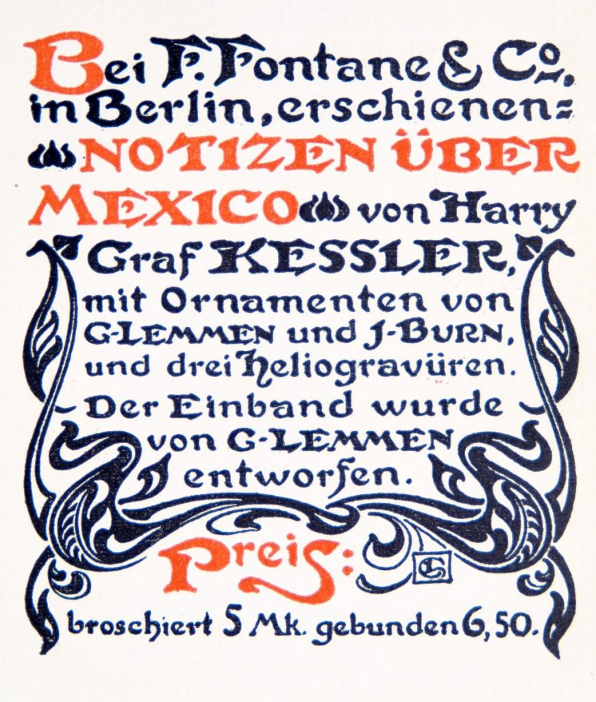 Inserat Harry Graf Kessler Weimar