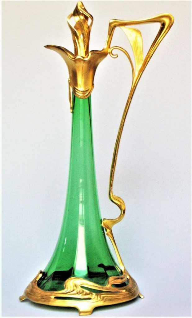 Dautzenberg - Karrafe grünes Glas mit Metallmontierung