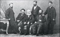 Michael Thonet und seine Söhne, von links nach rechts Michael jun., Josef, Michael sen., August, Franz, Jakob (1850er Jahre)