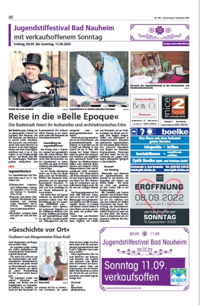 Sonderblatt Wetterauer Zeitung Jugendstilfestival Bad Nauheim 2022