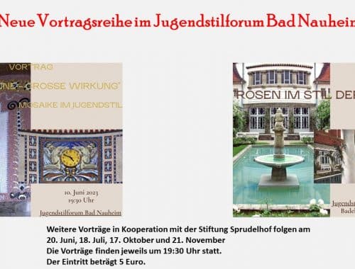 Vorträge im Jugendstilforum Bad Nauheim über Mosaike und Rosen im Jugendstil